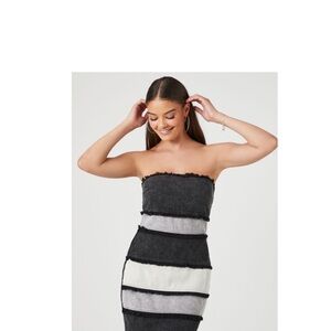 Distressed Stripe Mini Tube Dress